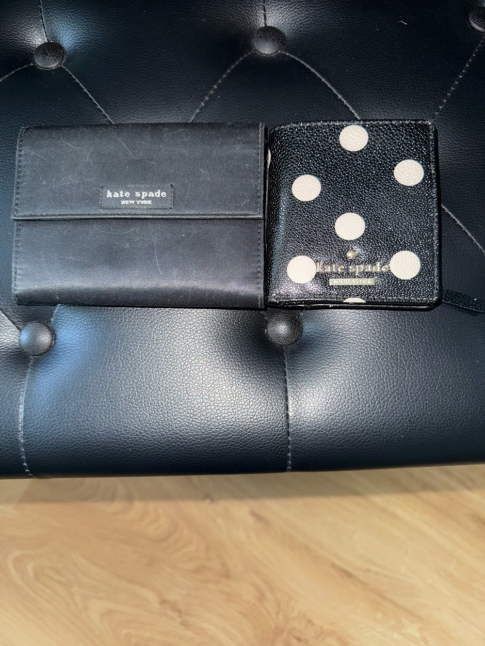 kate spade Black Wallet with Cream Polka Dots and Compact Bifold